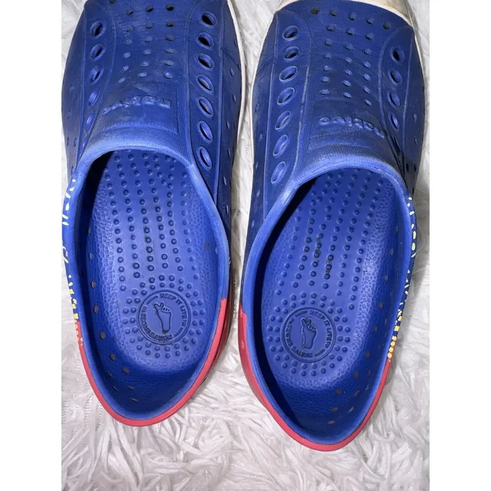 Native Kids Sz. 11 Blue Design Classic Rubber Slip On Sneaker. Cute, Comf
